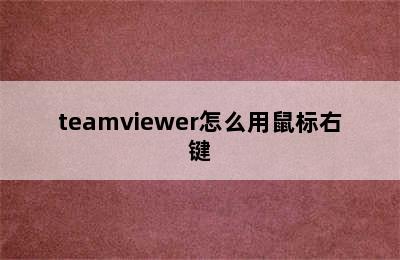 teamviewer怎么用鼠标右键