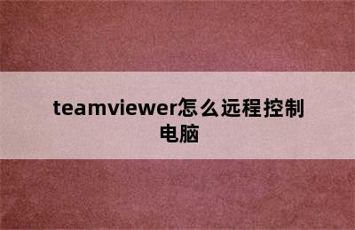 teamviewer怎么远程控制电脑