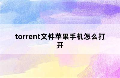 torrent文件苹果手机怎么打开