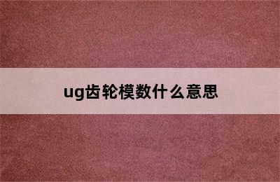 ug齿轮模数什么意思