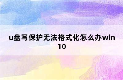 u盘写保护无法格式化怎么办win10