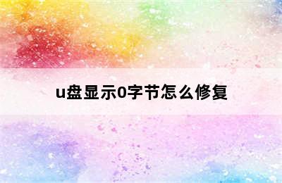 u盘显示0字节怎么修复