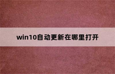 win10自动更新在哪里打开