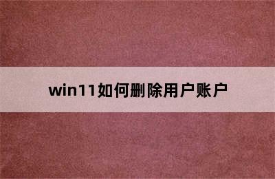 win11如何删除用户账户