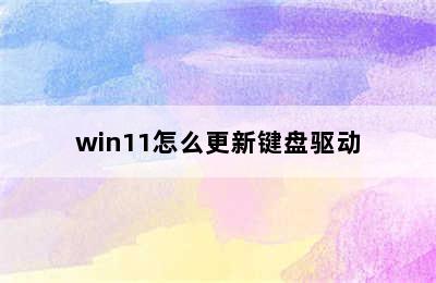 win11怎么更新键盘驱动