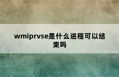 wmiprvse是什么进程可以结束吗