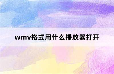 wmv格式用什么播放器打开