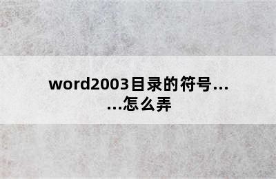 word2003目录的符号......怎么弄