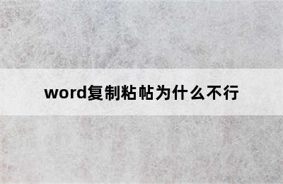 word复制粘帖为什么不行