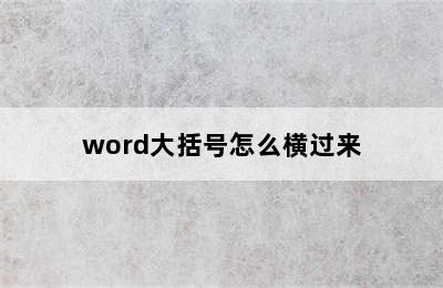 word大括号怎么横过来