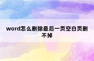 word怎么删除最后一页空白页删不掉