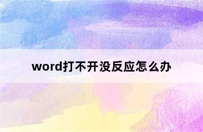 word打不开没反应怎么办