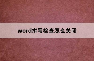 word拼写检查怎么关闭