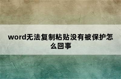 word无法复制粘贴没有被保护怎么回事