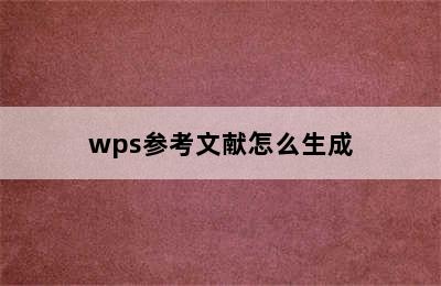 wps参考文献怎么生成