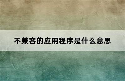 不兼容的应用程序是什么意思