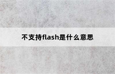 不支持flash是什么意思