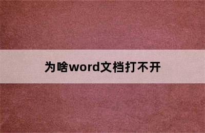 为啥word文档打不开