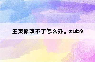 主页修改不了怎么办。zub9