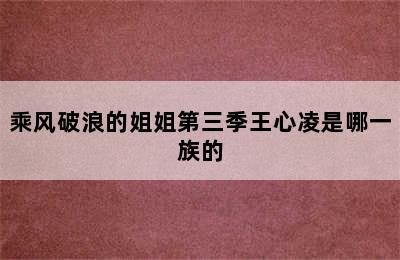 乘风破浪的姐姐第三季王心凌是哪一族的