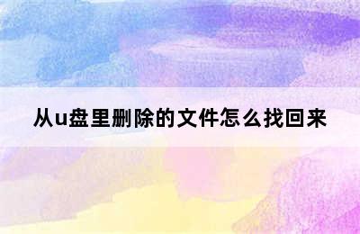 从u盘里删除的文件怎么找回来