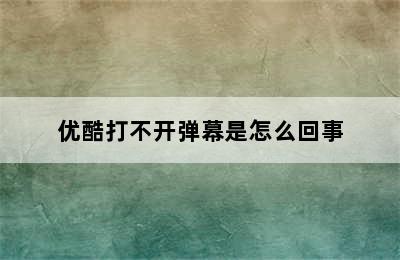 优酷打不开弹幕是怎么回事