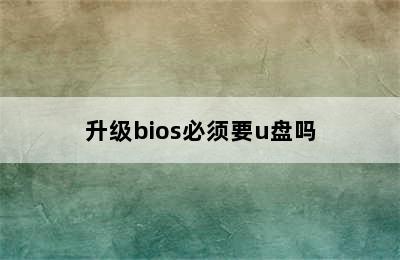 升级bios必须要u盘吗