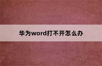 华为word打不开怎么办