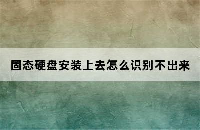 固态硬盘安装上去怎么识别不出来