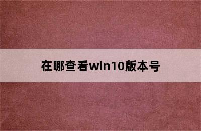 在哪查看win10版本号