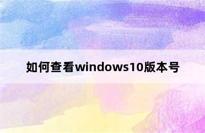 如何查看windows10版本号