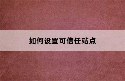 如何设置可信任站点