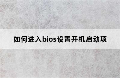 如何进入bios设置开机启动项