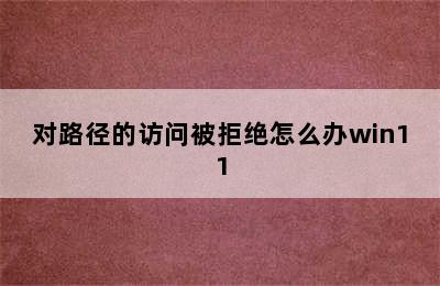 对路径的访问被拒绝怎么办win11