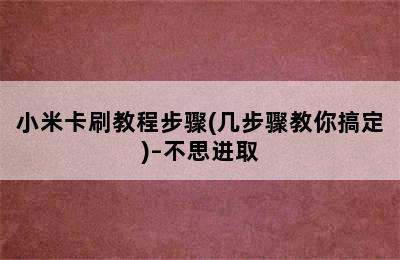 小米卡刷教程步骤(几步骤教你搞定)–不思进取