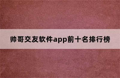 帅哥交友软件app前十名排行榜