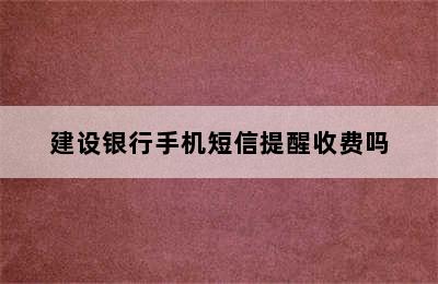 建设银行手机短信提醒收费吗