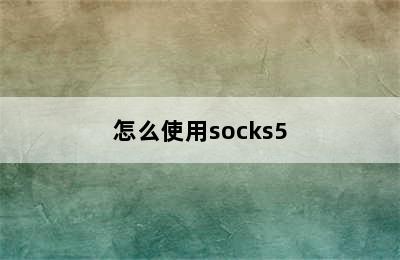 怎么使用socks5