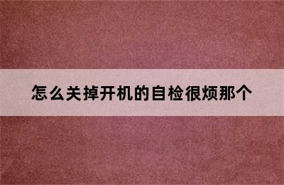 怎么关掉开机的自检很烦那个