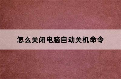 怎么关闭电脑自动关机命令