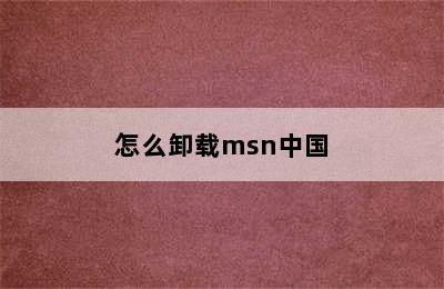 怎么卸载msn中国