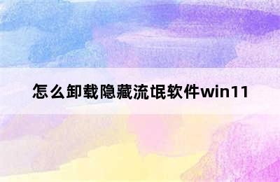 怎么卸载隐藏流氓软件win11