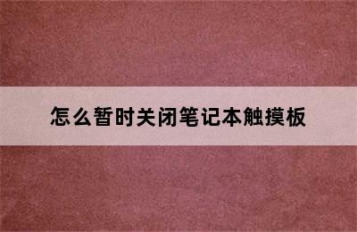 怎么暂时关闭笔记本触摸板