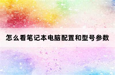 怎么看笔记本电脑配置和型号参数