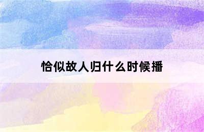 恰似故人归什么时候播