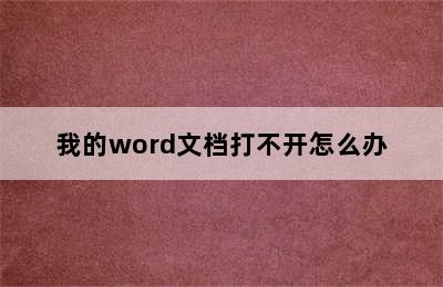 我的word文档打不开怎么办