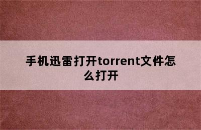 手机迅雷打开torrent文件怎么打开