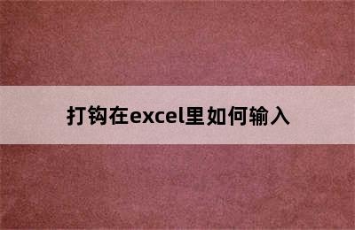 打钩在excel里如何输入