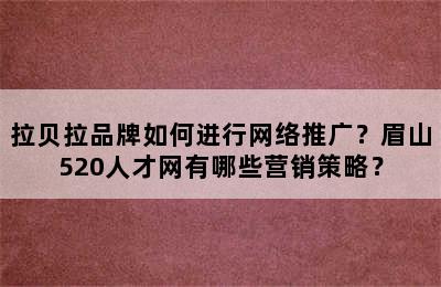 拉贝拉品牌如何进行网络推广？眉山520人才网有哪些营销策略？