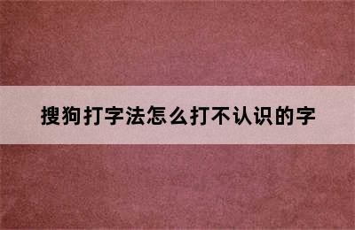 搜狗打字法怎么打不认识的字